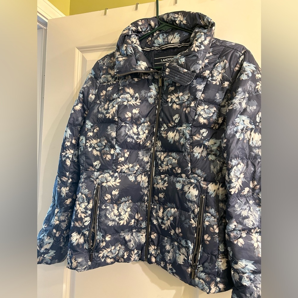Lands End Floral 12 P puffer coat